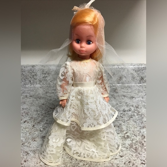 Vintage Bride Doll 12” Made in Hong Kong w/ Dress Shoes Under Clothes Veil c1960 - Picture 1 of 11